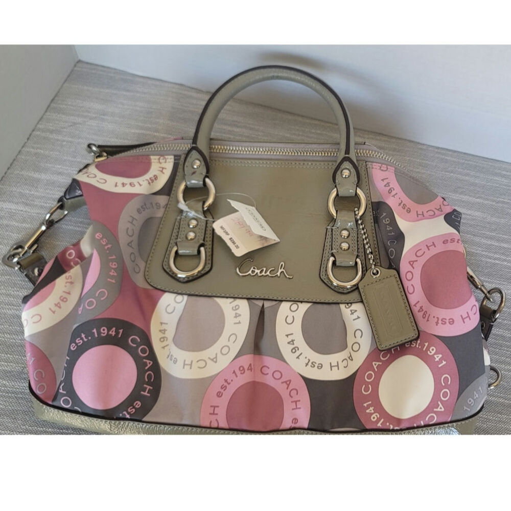 NWT 1941 Coach Ashley Snaphead Satchel Handbag  Multi-color Pink Circular Print